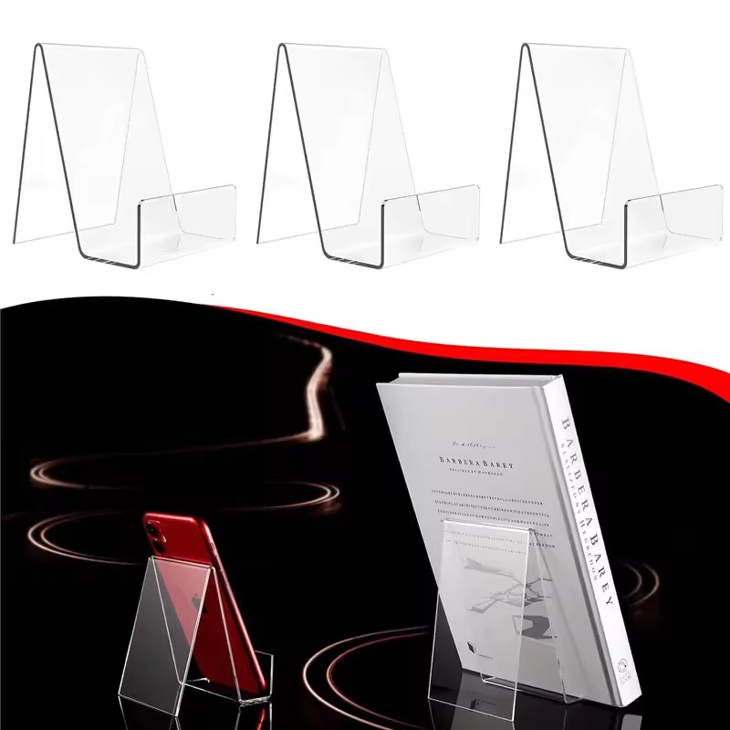 Clear Acrylic Book Stand Holder - 4 supporti per libri regolabili trasparenti