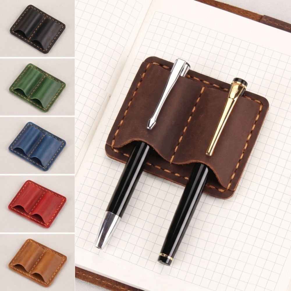 Vintage Leather Journal Notebook - Portapenne Doppio in Pelle Vintage, Elegante